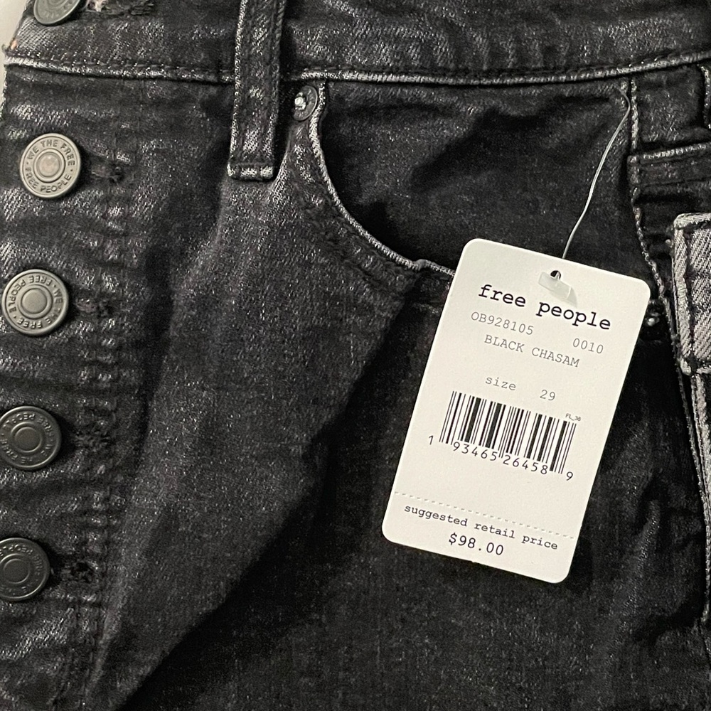 FREE PEOPLE Crvy Mardi High Rise Skinny NWT 29 Blk - Picture 12 of 12